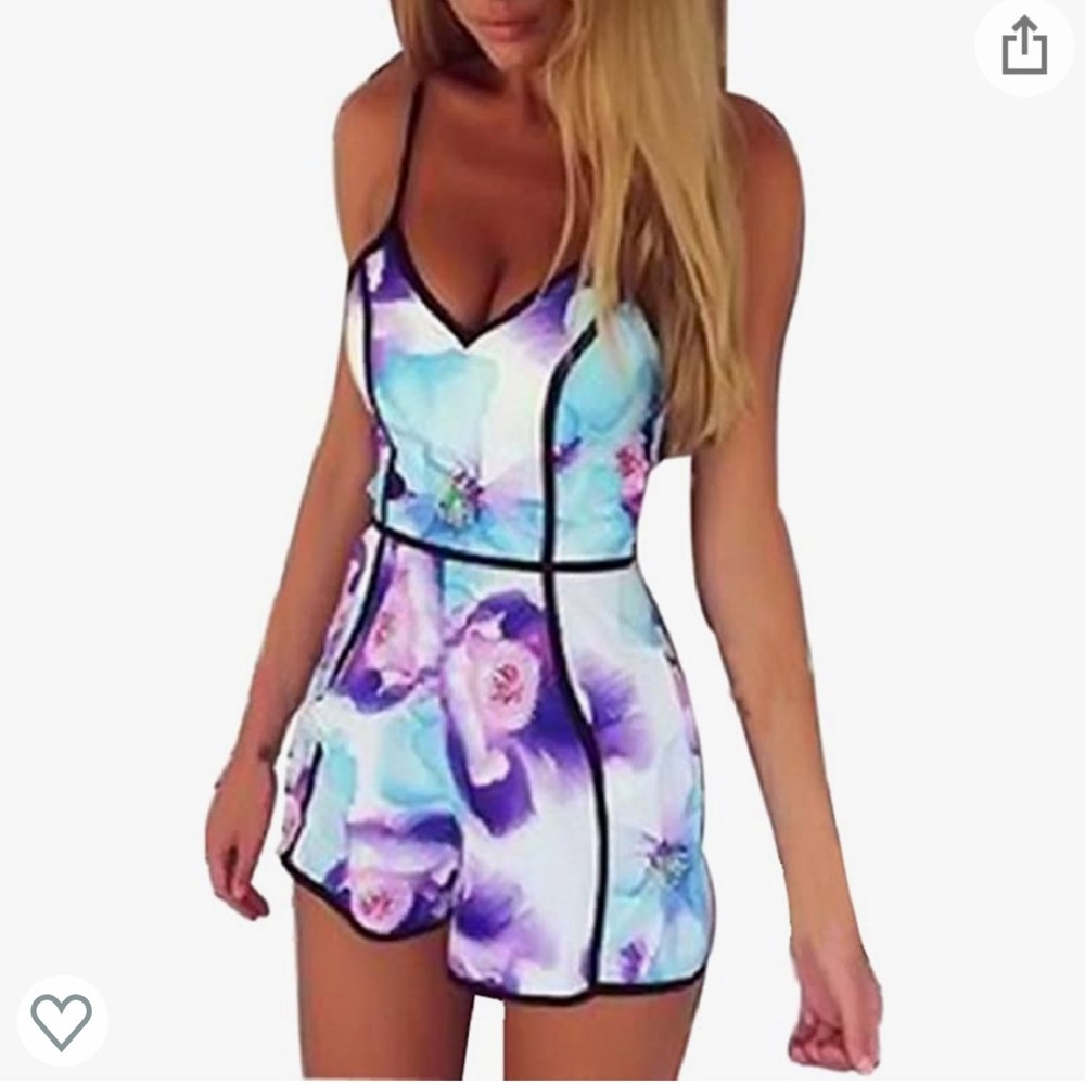 Pakula Womens Romper Floral Print Short